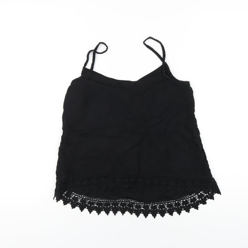 New Look Womens Black Viscose Camisole T-Shirt Size 10 V-Neck