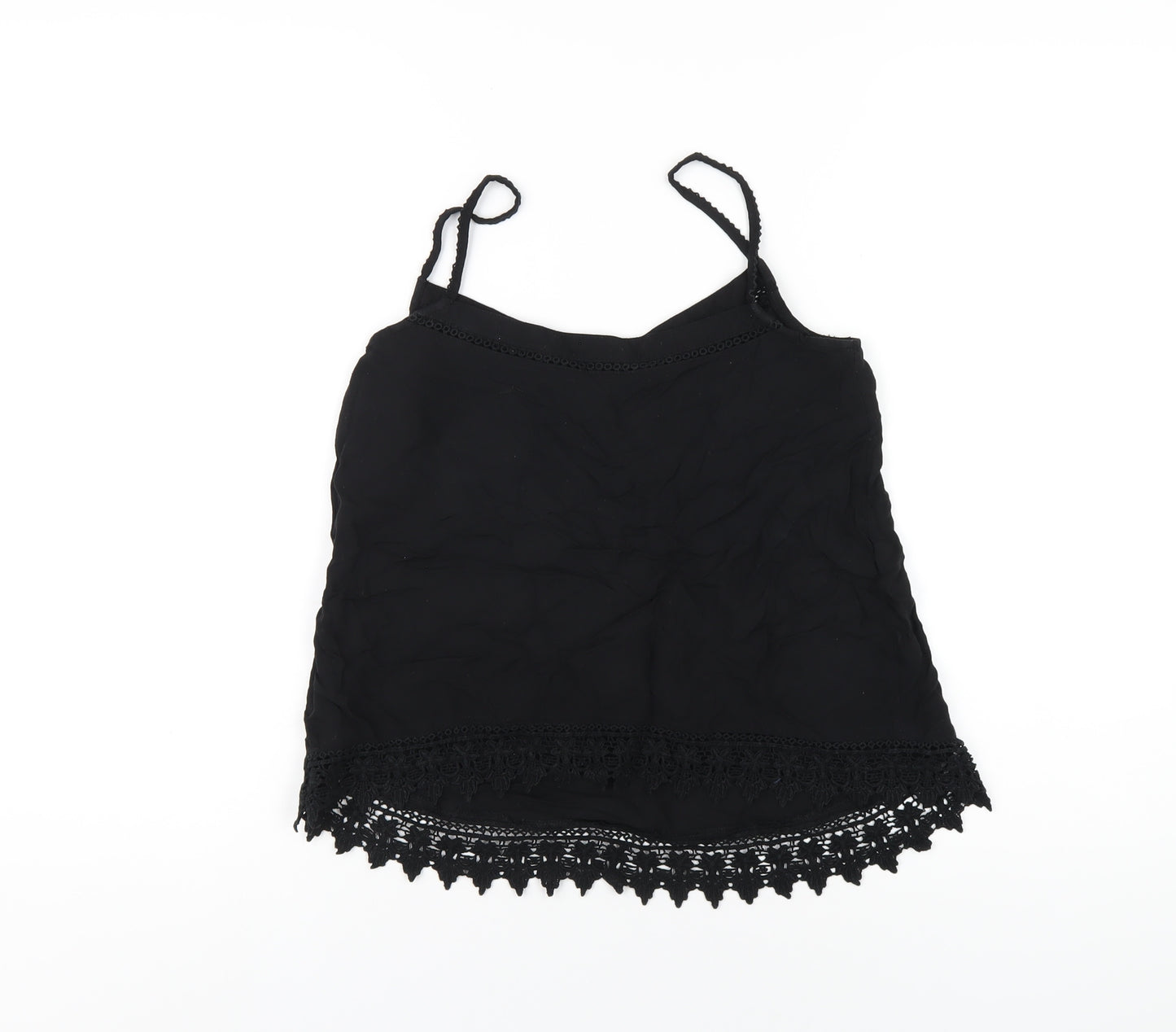 New Look Womens Black Viscose Camisole T-Shirt Size 10 V-Neck