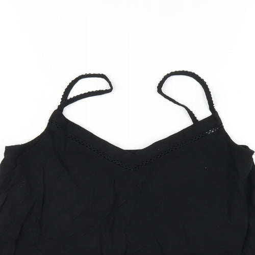 New Look Womens Black Viscose Camisole T-Shirt Size 10 V-Neck