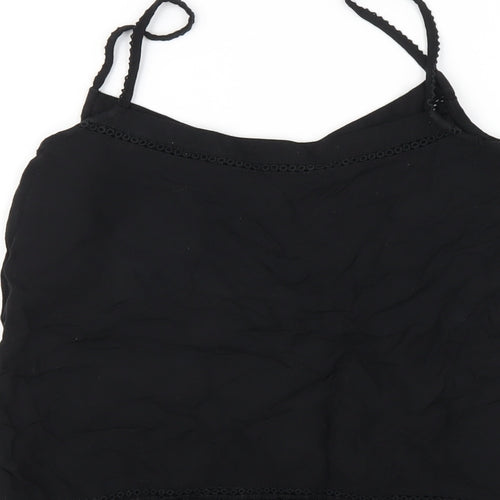 New Look Womens Black Viscose Camisole T-Shirt Size 10 V-Neck