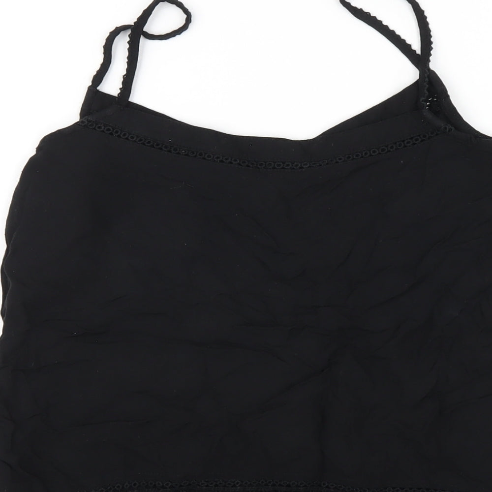 New Look Womens Black Viscose Camisole T-Shirt Size 10 V-Neck