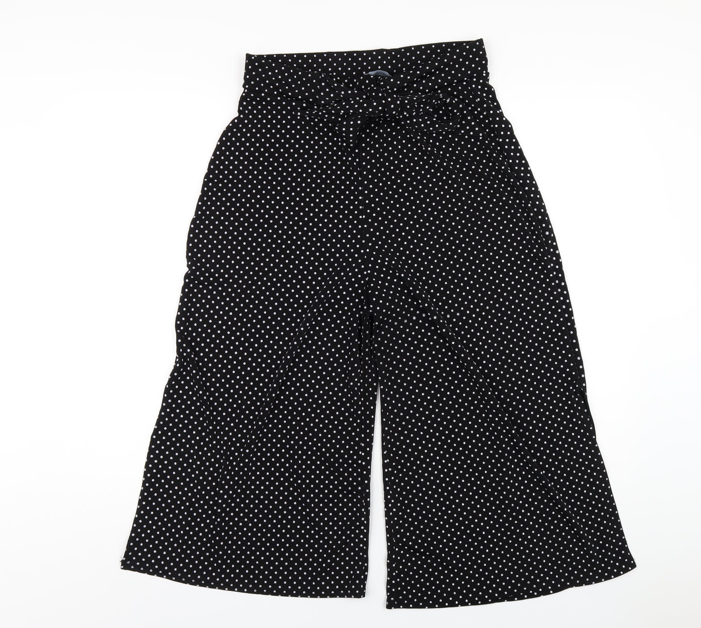 PRETTYLITTLETHING Womens Black Polka Dot Polyester Capri Trousers Size 14 L20 in Regular