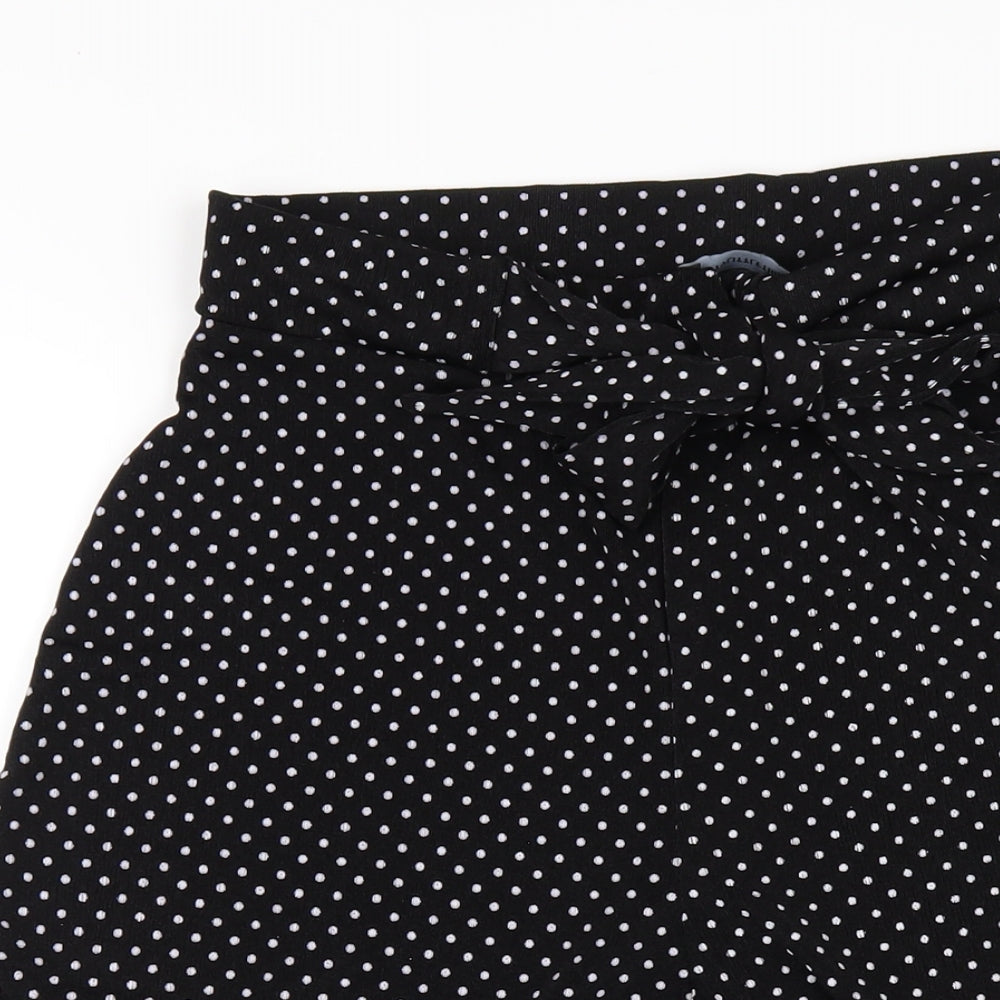 PRETTYLITTLETHING Womens Black Polka Dot Polyester Capri Trousers Size 14 L20 in Regular