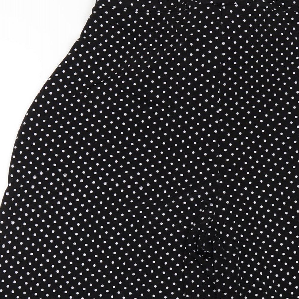 PRETTYLITTLETHING Womens Black Polka Dot Polyester Capri Trousers Size 14 L20 in Regular
