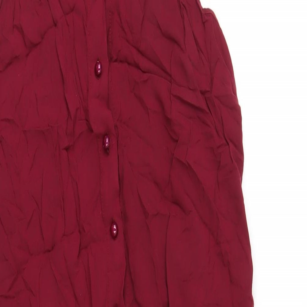 Boohoo Womens Red Viscose A-Line Size 10 Scoop Neck Button