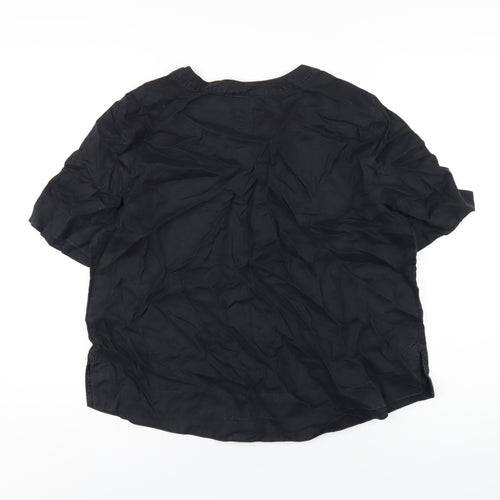 New Look Womens Black Linen Basic T-Shirt Size 14 Round Neck