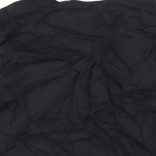 New Look Womens Black Linen Basic T-Shirt Size 14 Round Neck