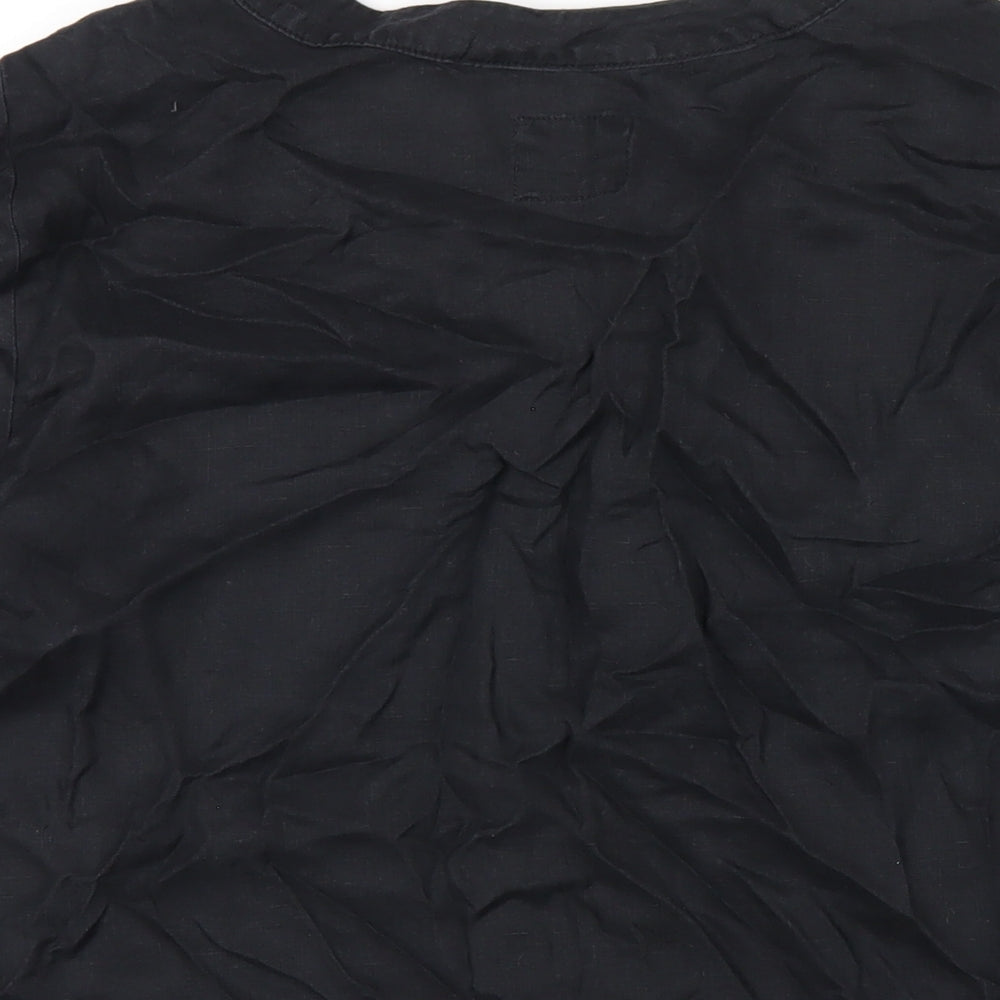 New Look Womens Black Linen Basic T-Shirt Size 14 Round Neck