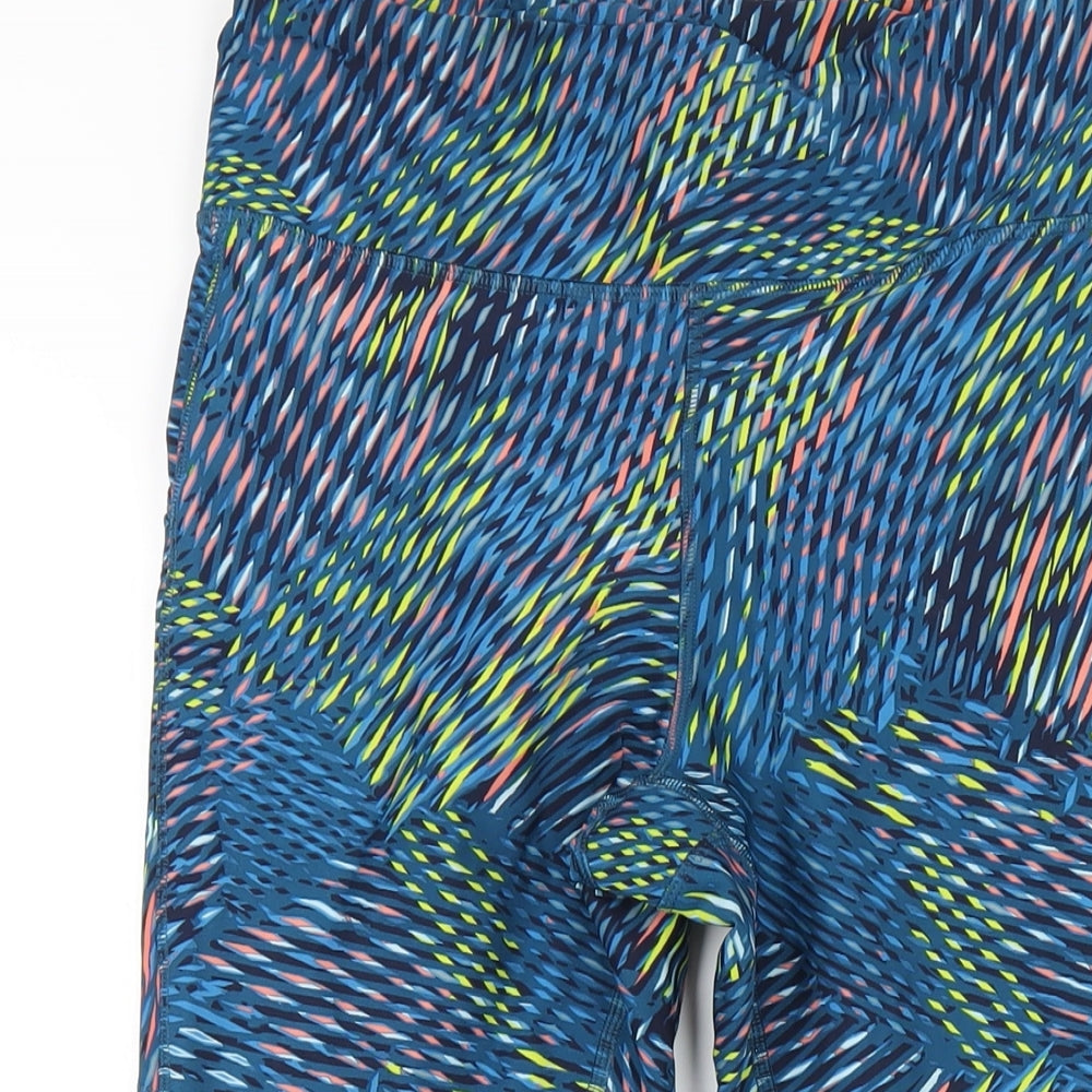 GOODMOVE Womens Multicoloured Geometric Polyester Capri Leggings Size 12 L28 in Regular Pullover