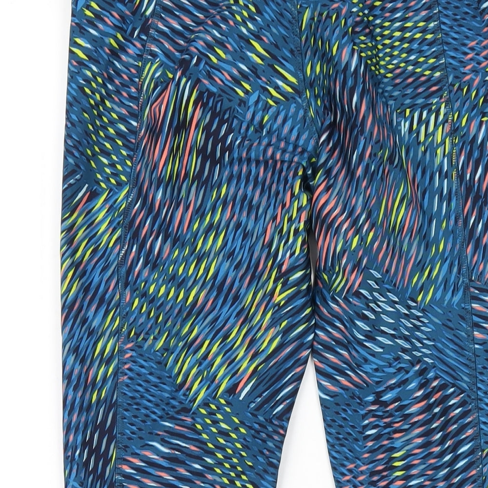 GOODMOVE Womens Multicoloured Geometric Polyester Capri Leggings Size 12 L28 in Regular Pullover