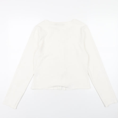PRETTYLITTLETHING Womens White Polyester Basic T-Shirt Size 8 Round Neck