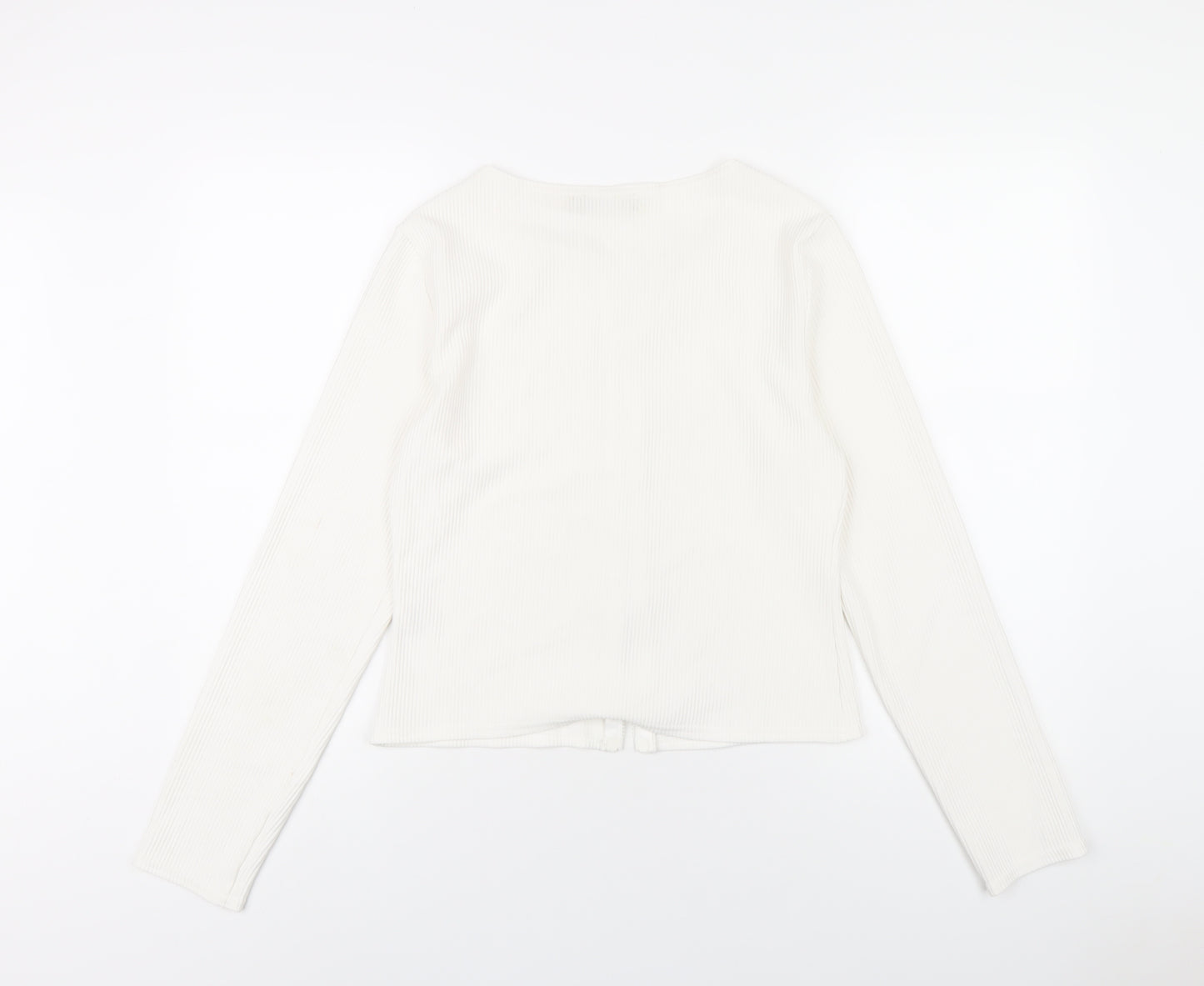 PRETTYLITTLETHING Womens White Polyester Basic T-Shirt Size 8 Round Neck