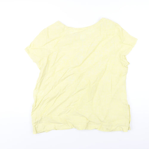 C&C California Womens Yellow Linen Basic T-Shirt Size L Round Neck