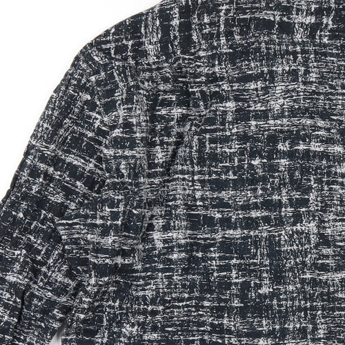 H&M Womens Black Geometric Cotton Basic Button-Up Size S Collared