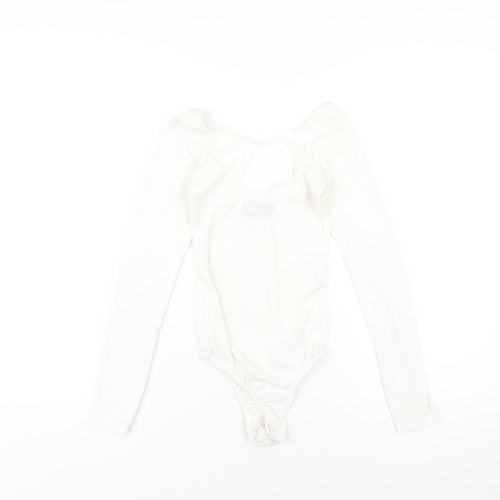 PRETTYLITTLETHING Womens Ivory Polyester Bodysuit One-Piece Size 6 Snap