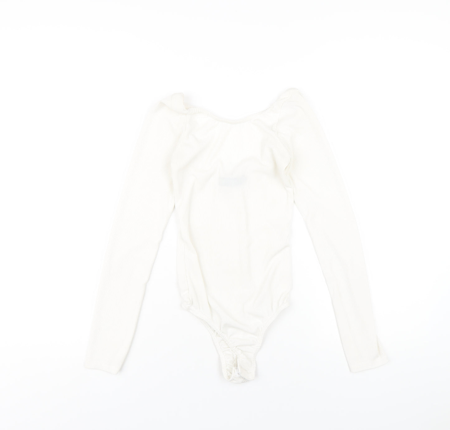 PRETTYLITTLETHING Womens Ivory Polyester Bodysuit One-Piece Size 6 Snap