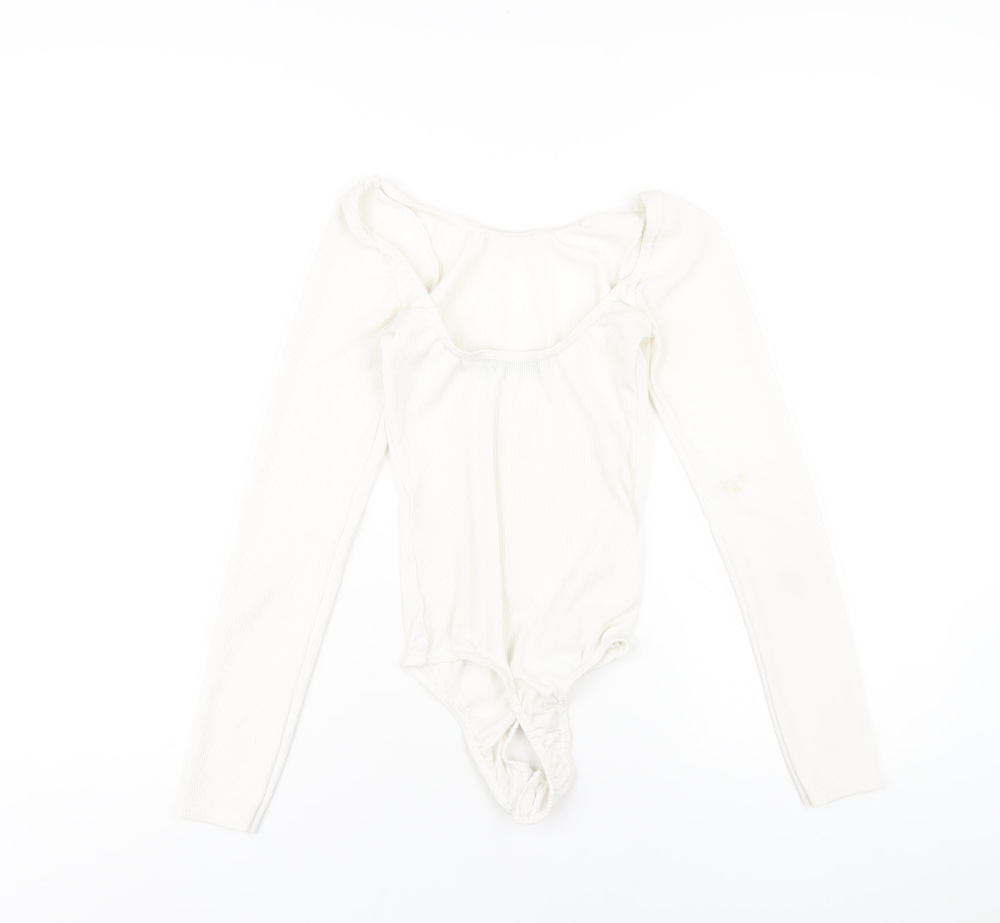 PRETTYLITTLETHING Womens Ivory Polyester Bodysuit One-Piece Size 6 Snap