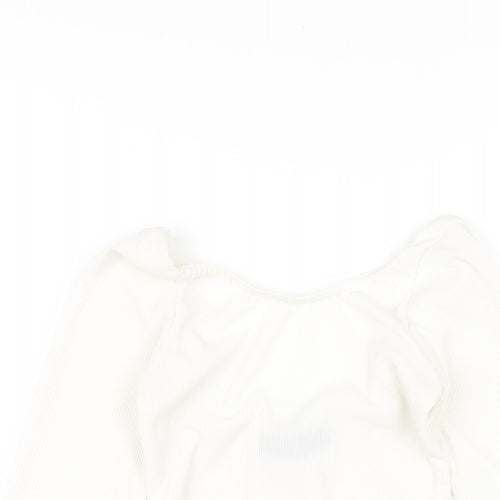 PRETTYLITTLETHING Womens Ivory Polyester Bodysuit One-Piece Size 6 Snap
