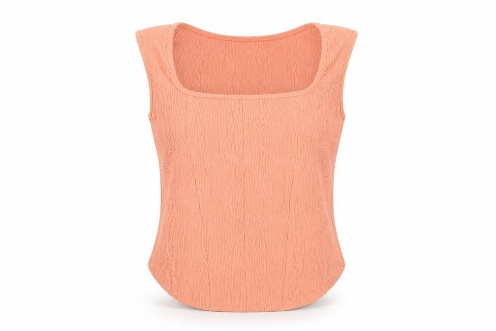 Boohoo Womens Orange Polyester Basic T-Shirt Size 12 Square Neck