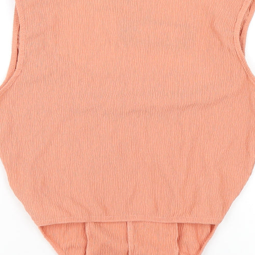 Boohoo Womens Orange Polyester Basic T-Shirt Size 12 Square Neck