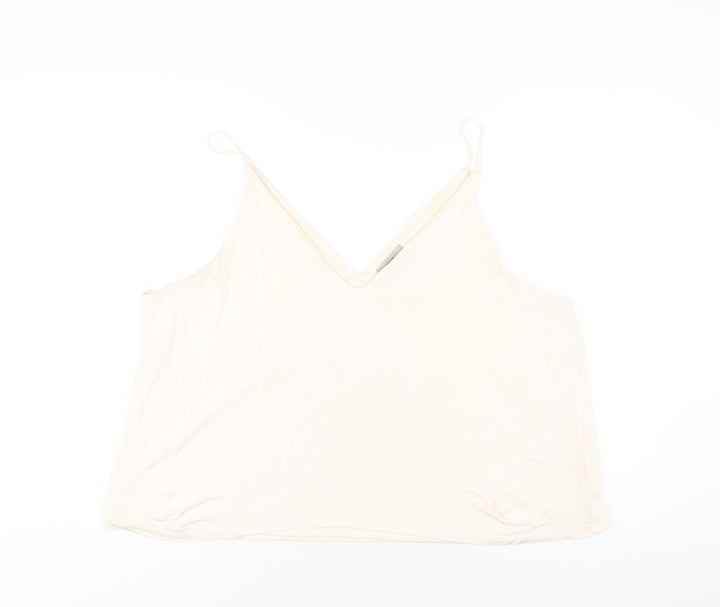 H&M Womens Ivory Viscose Camisole T-Shirt Size XL V-Neck