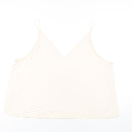 H&M Womens Ivory Viscose Camisole T-Shirt Size XL V-Neck