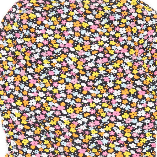 Marks and Spencer Womens Multicoloured Floral Cotton Basic T-Shirt Size 16 Round Neck