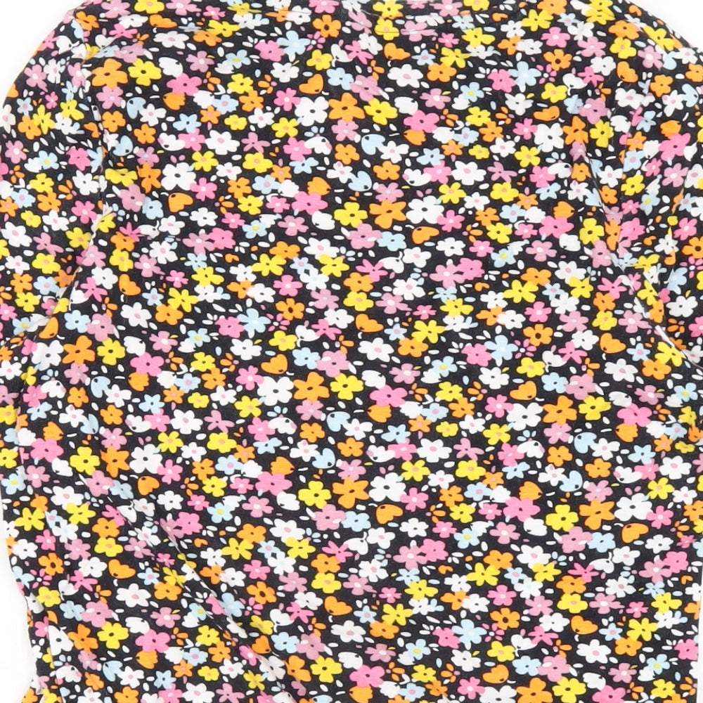 Marks and Spencer Womens Multicoloured Floral Cotton Basic T-Shirt Size 16 Round Neck