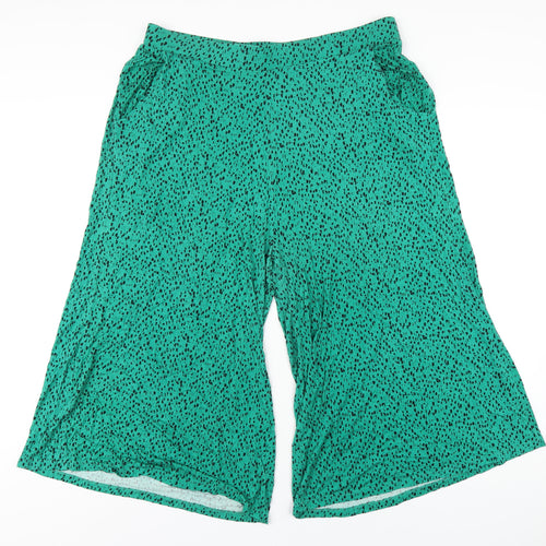 Capsule Womens Green Geometric Viscose Capri Trousers Size 16 Regular