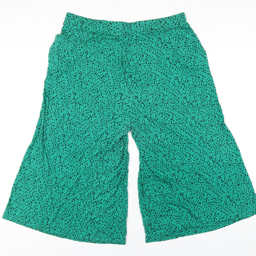 Capsule Womens Green Geometric Viscose Capri Trousers Size 16 Regular