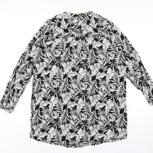 LC Waikiki Womens Black Floral Viscose A-Line Size 18 Round Neck Pullover