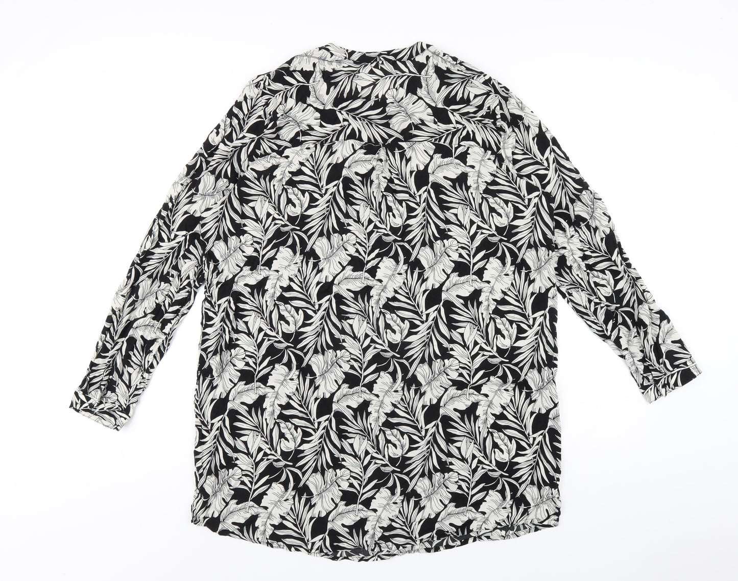 LC Waikiki Womens Black Floral Viscose A-Line Size 18 Round Neck Pullover
