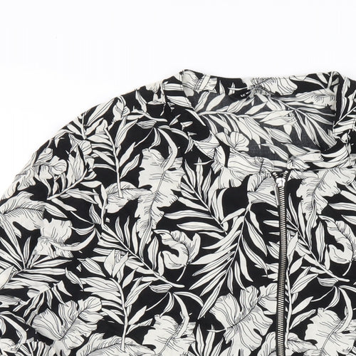 LC Waikiki Womens Black Floral Viscose A-Line Size 18 Round Neck Pullover
