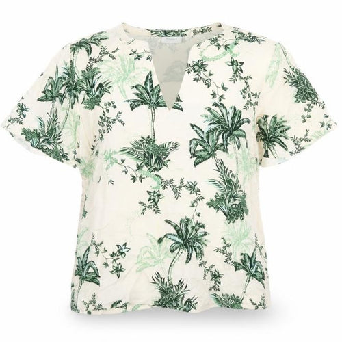 Saint Tropez Clothing Womens Ivory Floral Viscose Basic T-Shirt Size S V-Neck