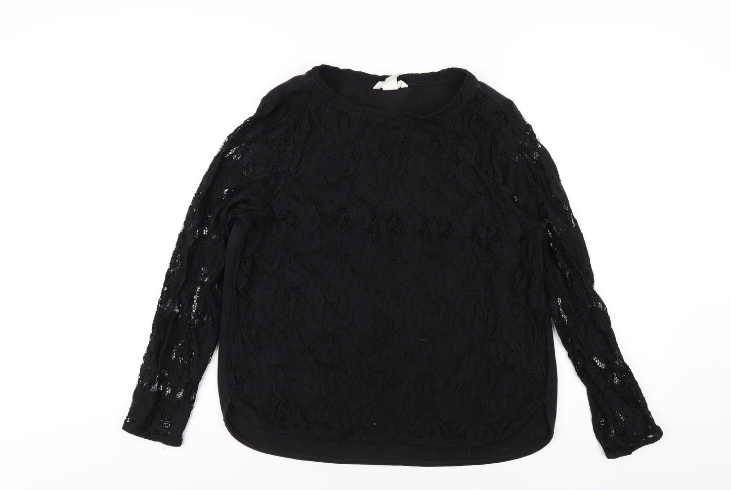 H&M Womens Black Cotton Basic T-Shirt Size M Round Neck