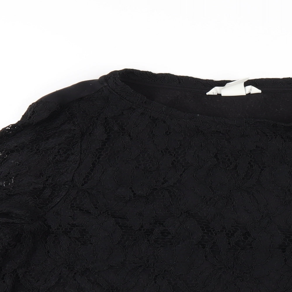 H&M Womens Black Cotton Basic T-Shirt Size M Round Neck