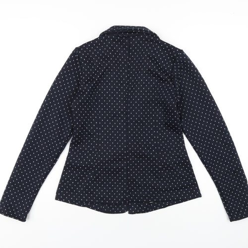 KEW Womens Blue Geometric Jacket Blazer Size 8 Button