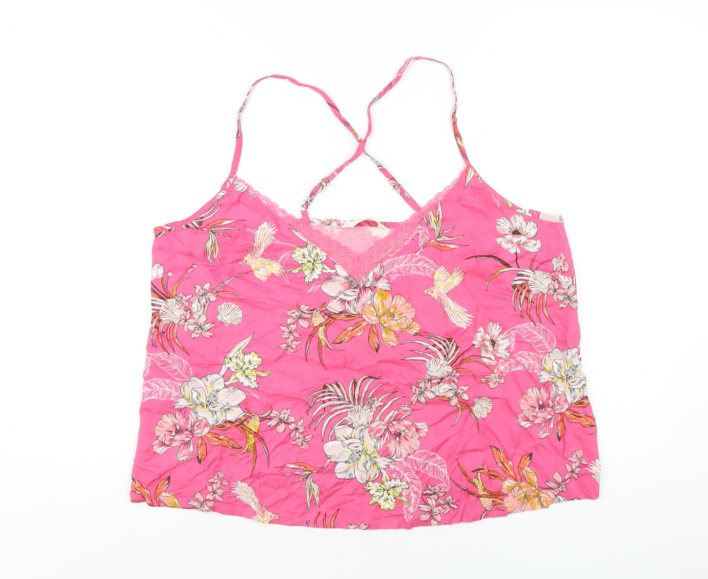 Marks and Spencer Womens Pink Floral Viscose Cami Pyjama Top Size 18