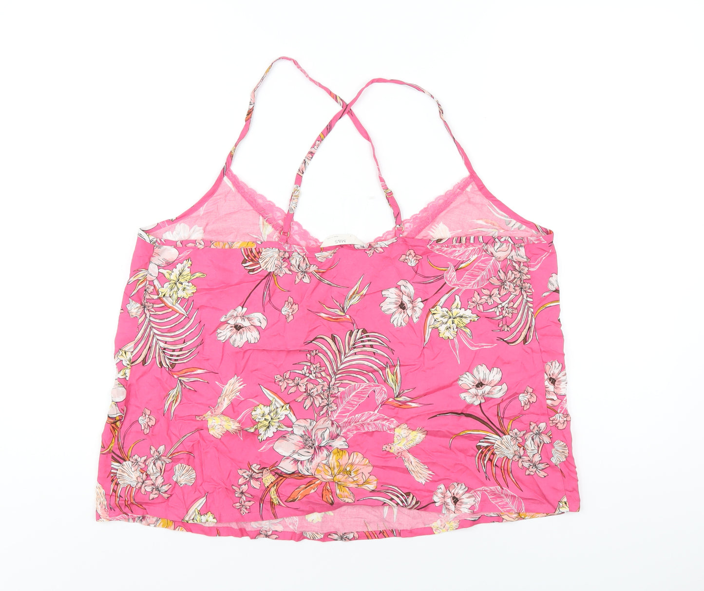 Marks and Spencer Womens Pink Floral Viscose Cami Pyjama Top Size 18
