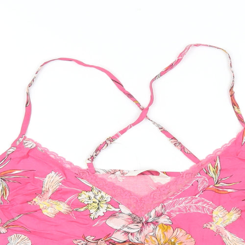 Marks and Spencer Womens Pink Floral Viscose Cami Pyjama Top Size 18