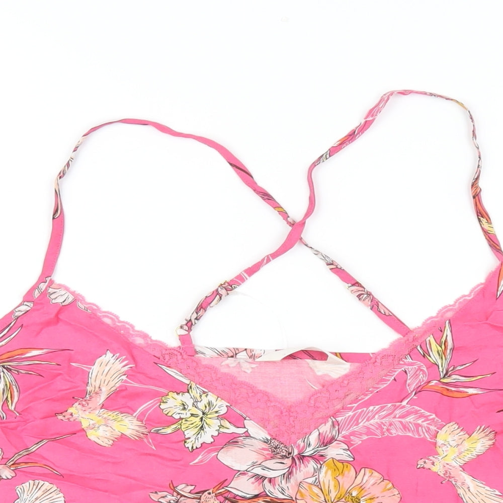 Marks and Spencer Womens Pink Floral Viscose Cami Pyjama Top Size 18