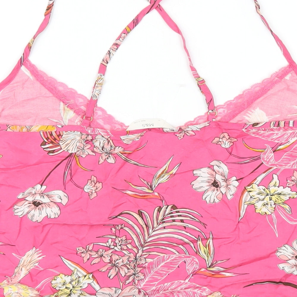 Marks and Spencer Womens Pink Floral Viscose Cami Pyjama Top Size 18