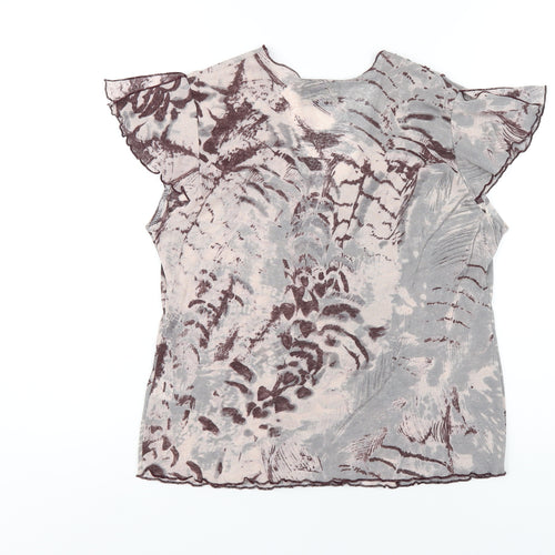 Principles Womens Pink Polyester Basic T-Shirt Size 16 V-Neck
