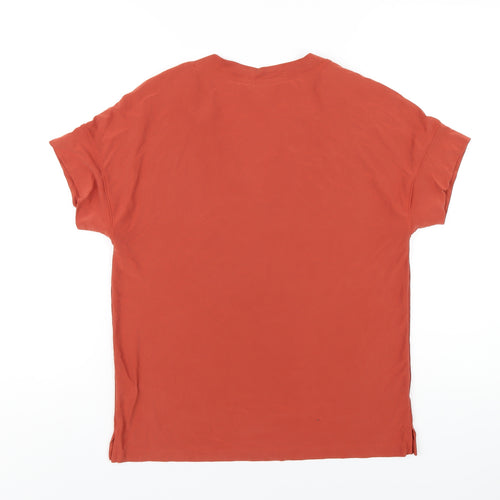 NEXT Womens Orange Modal Basic T-Shirt Size 8 V-Neck