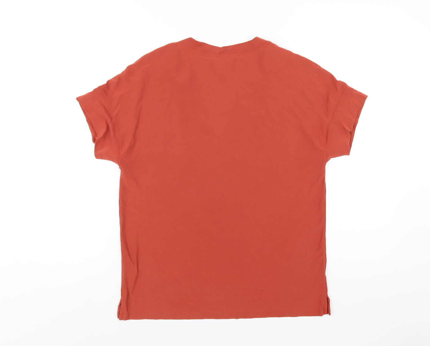 NEXT Womens Orange Modal Basic T-Shirt Size 8 V-Neck