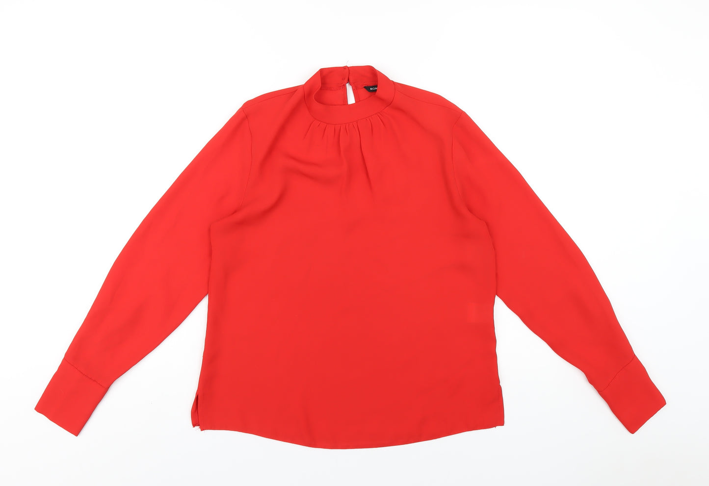 Roman Womens Red Polyester Basic T-Shirt Size 18 Mock Neck