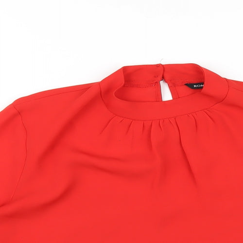Roman Womens Red Polyester Basic T-Shirt Size 18 Mock Neck