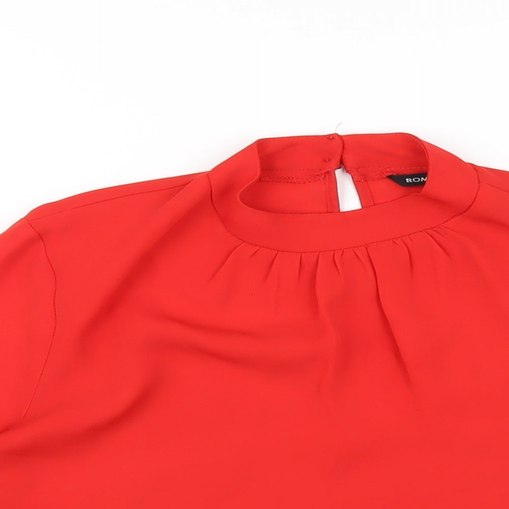 Roman Womens Red Polyester Basic T-Shirt Size 18 Mock Neck