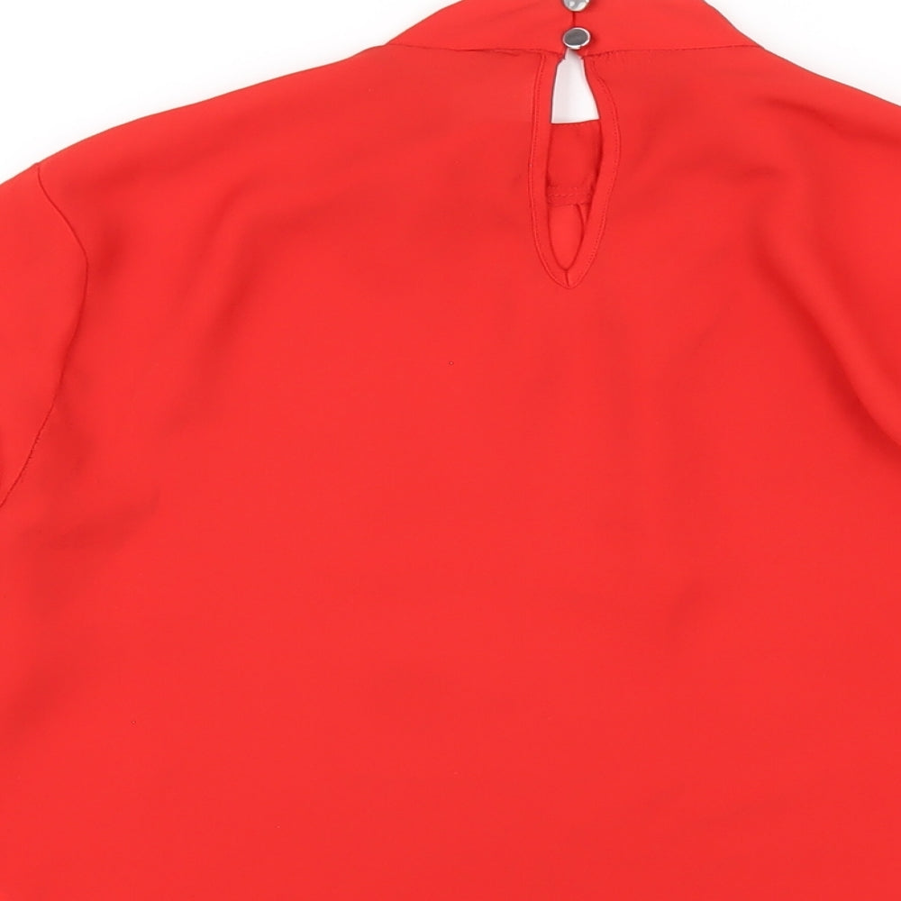 Roman Womens Red Polyester Basic T-Shirt Size 18 Mock Neck