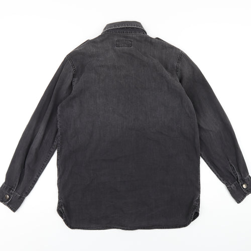 Current/Elliott Womens Grey Cotton Basic Button-Up Size S Collared